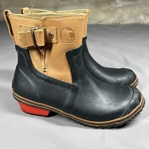 Sorel Black and Brown Waterproof Ankle Booties
